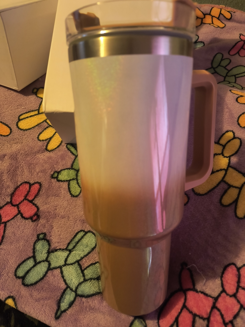 Iridescent Pink Travel Mug with Handle - Home Dining
